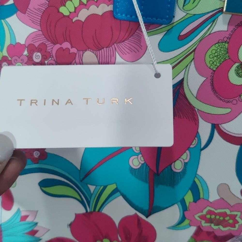 Trina Turk Pink Turquoise Floral Tote - Picture 2 of 10